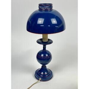 RARE VTG 1960’s Tole Toleware Portable Lamp-Blue & Red~MCM Underwriters Labs